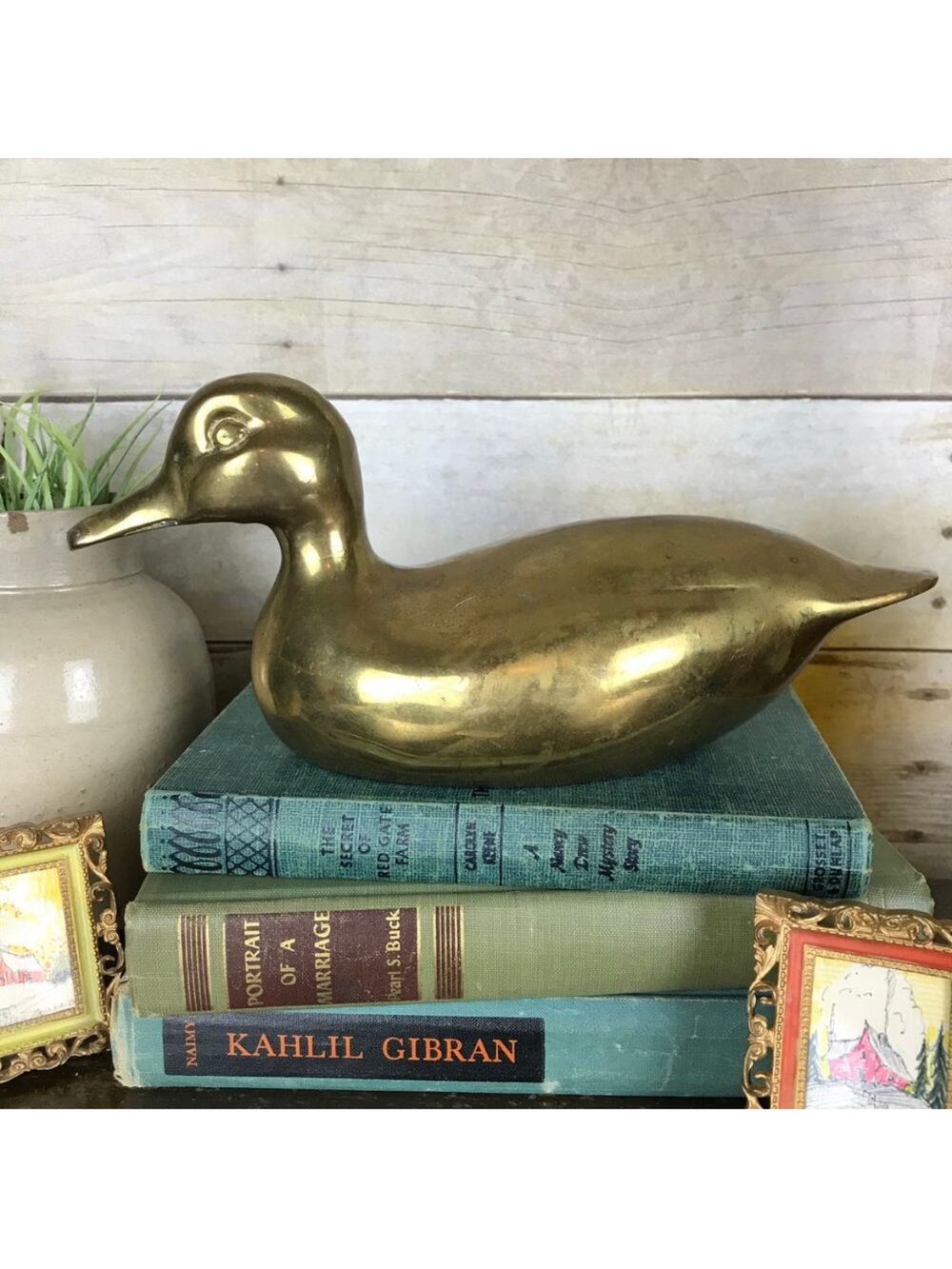 Vintage Brass Duck Large Rustic Cabin Mid-Century Shabby Farmhouse Holiday Decor